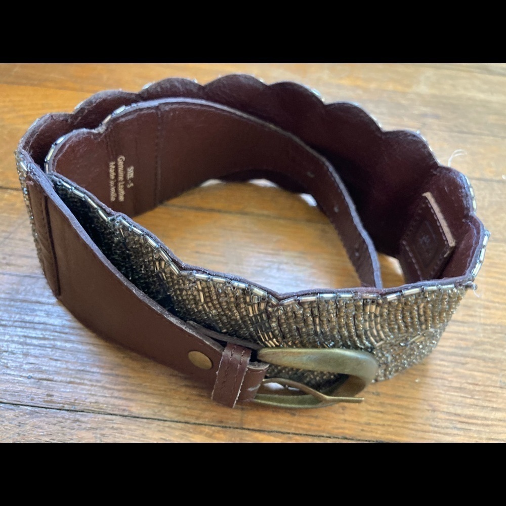 Beaded leather belt, Jasper & Jeera​